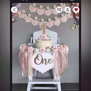 Pink floral First Birthday Party Decor